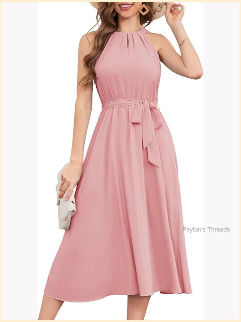 Halter Chiffon Maxi Wedding Cocktail Bridesmaid Formal Beach Prom Dress
